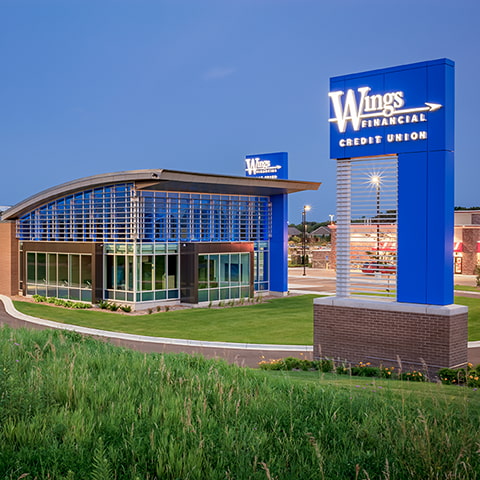 Exterior shot of the wings lakeville branch location