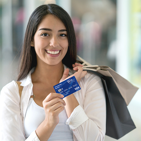 woman shopping with card